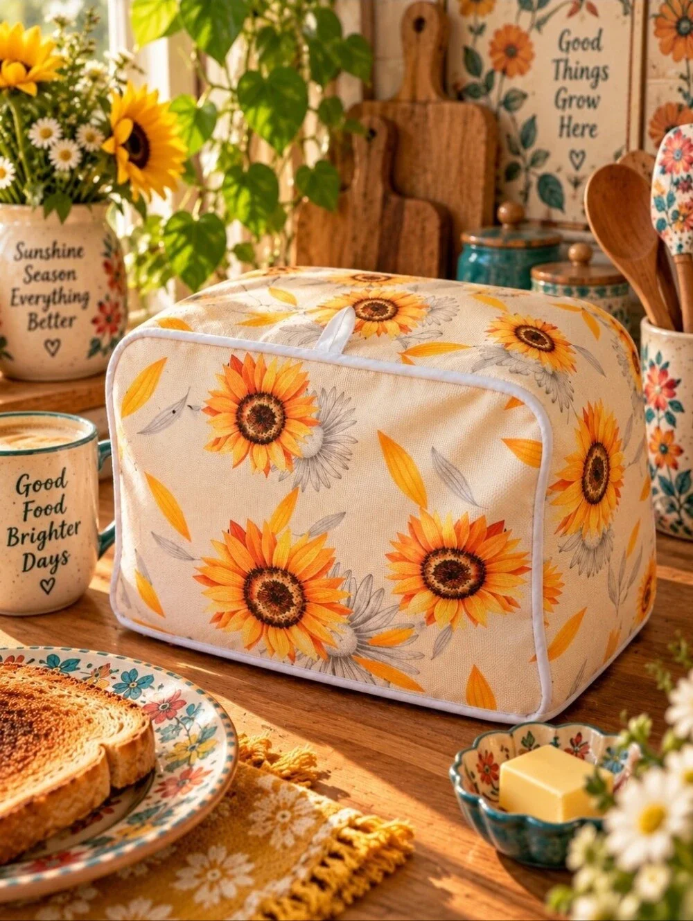 4/$15 Sunflower Toaster Storage Keeper Cottagecore Boho Farmhouse Kitchen